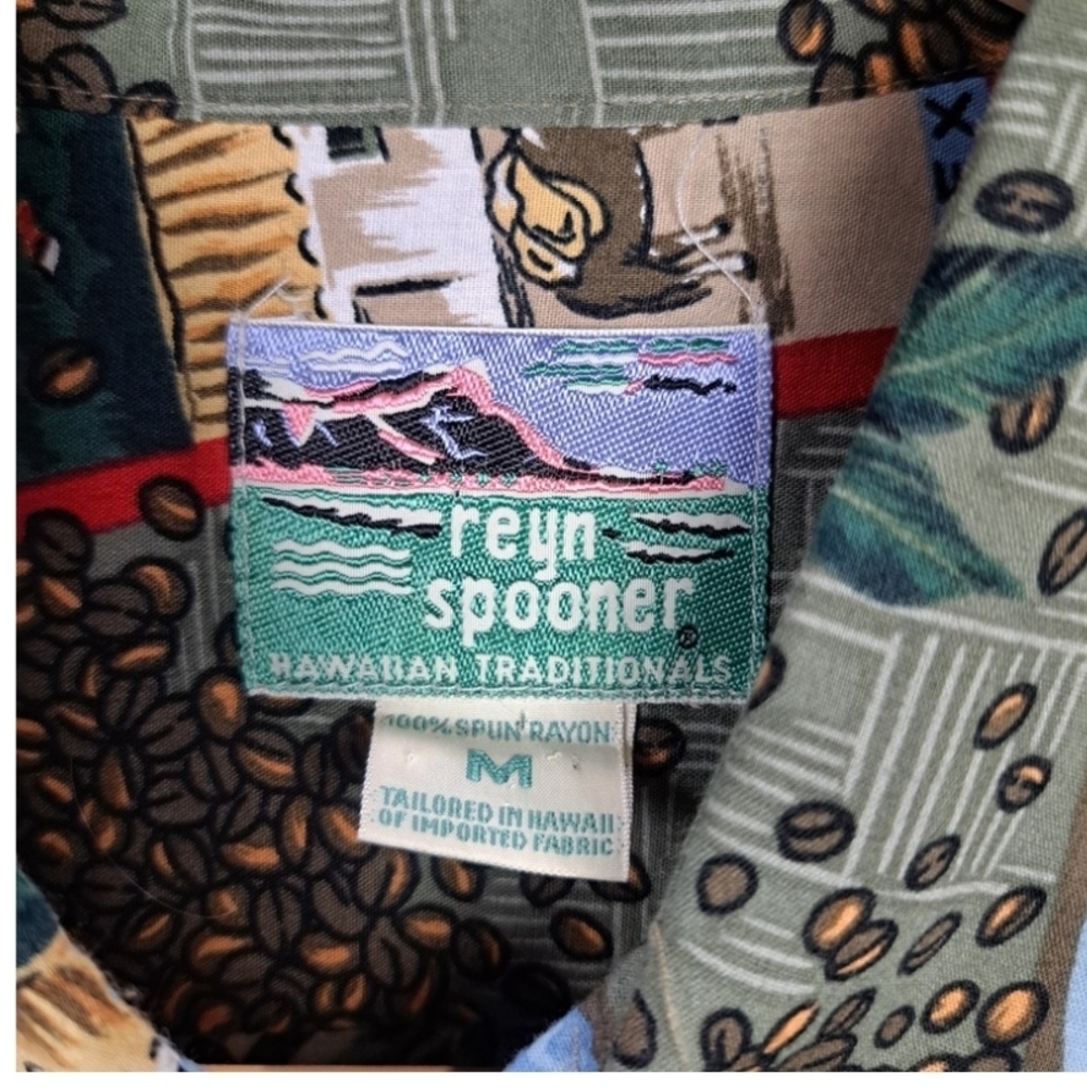 Vntg Reyn Spooner Men's M 90's Y2k Kona Coffee Hawaiian Aloha All Over Print - Picture 4 of 14
